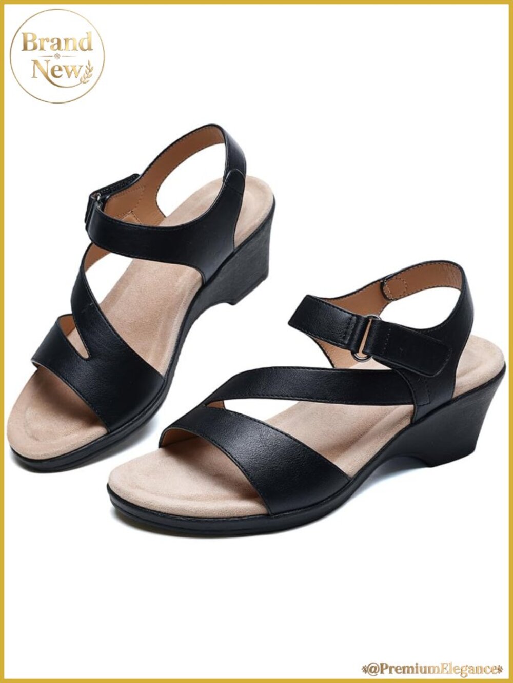 Maxome Women's Wedge Sandals 2-Inch Platform Leather Dress Shoes Wide Toe Arch